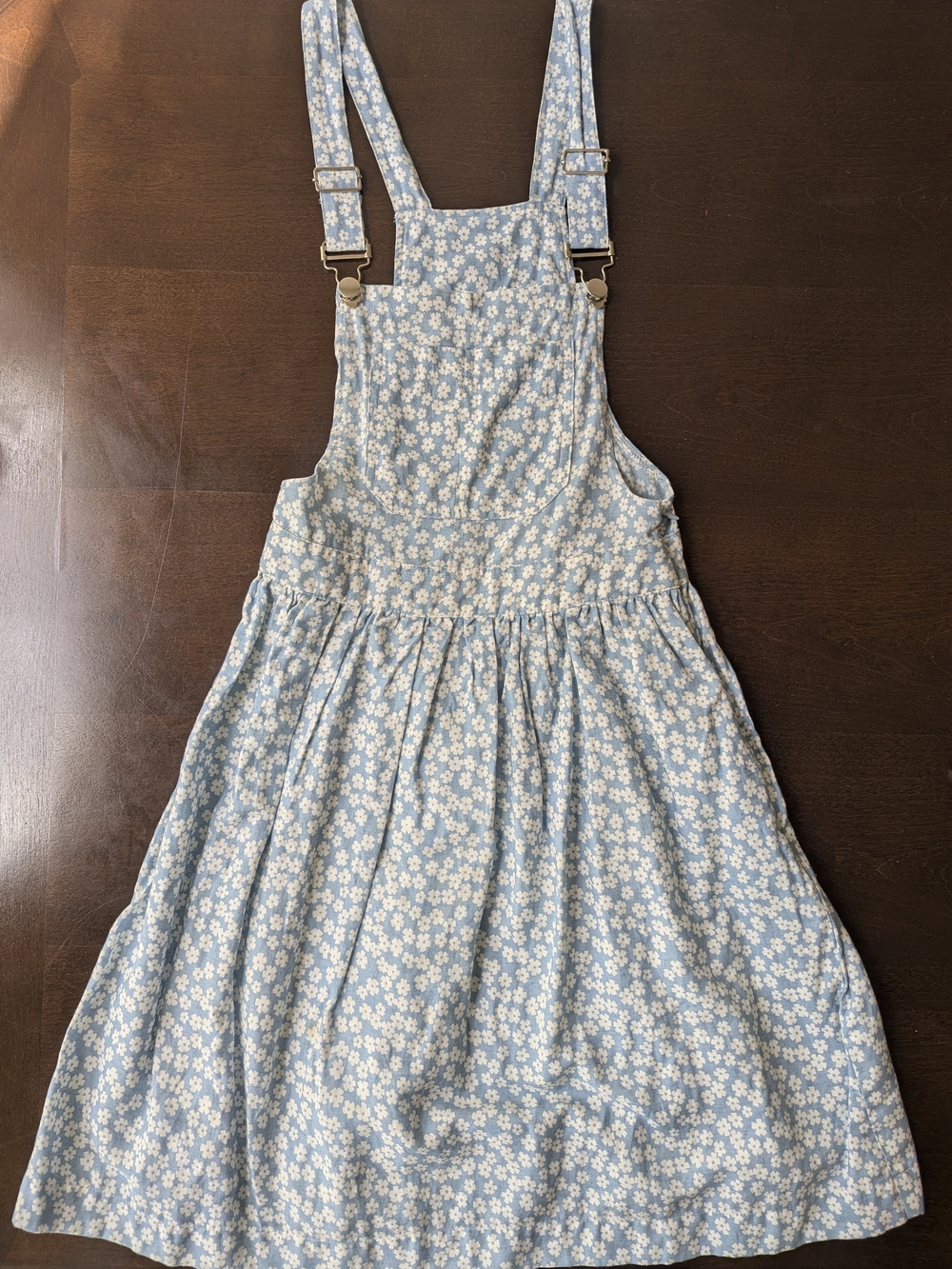 Blue & White Ditsy Floral Overall Pinefore Jumper Dress